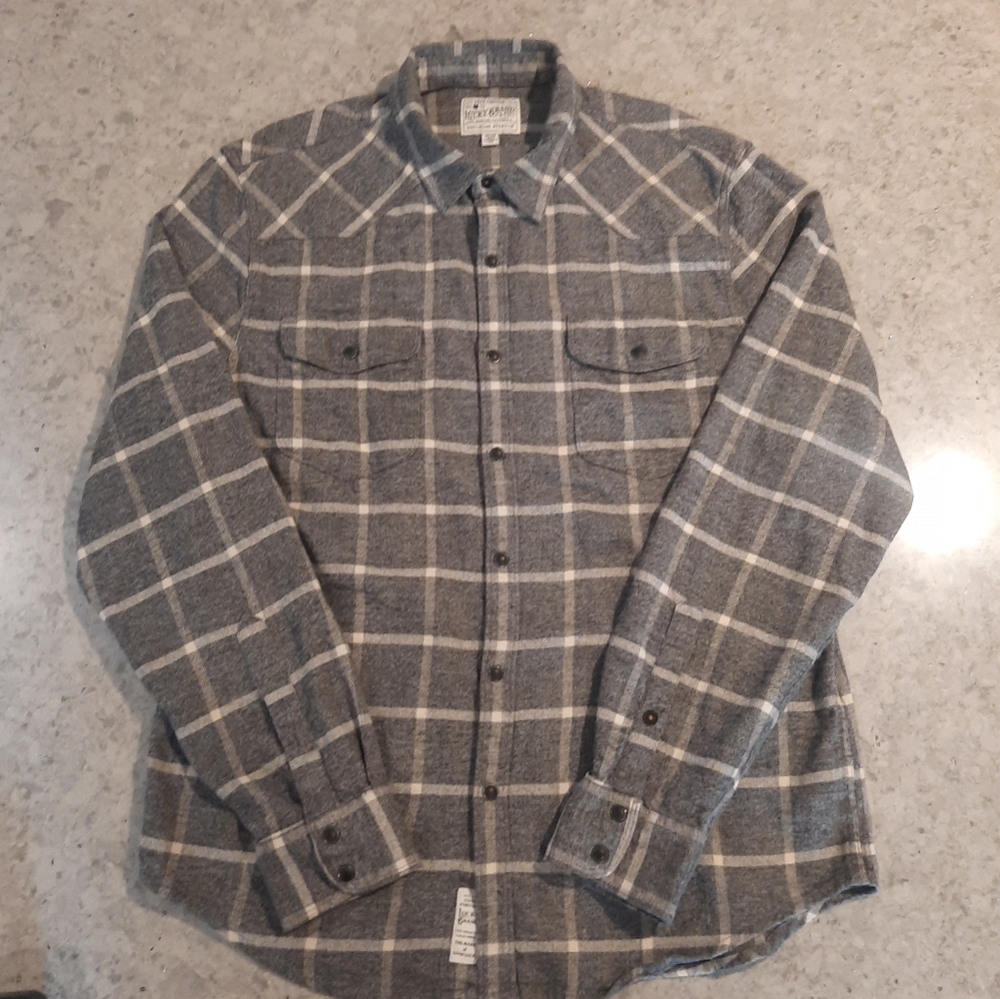 Lucky Brand Saturday Stretch Flannel Plaid Snap Front Shirt ~ Men's Medium